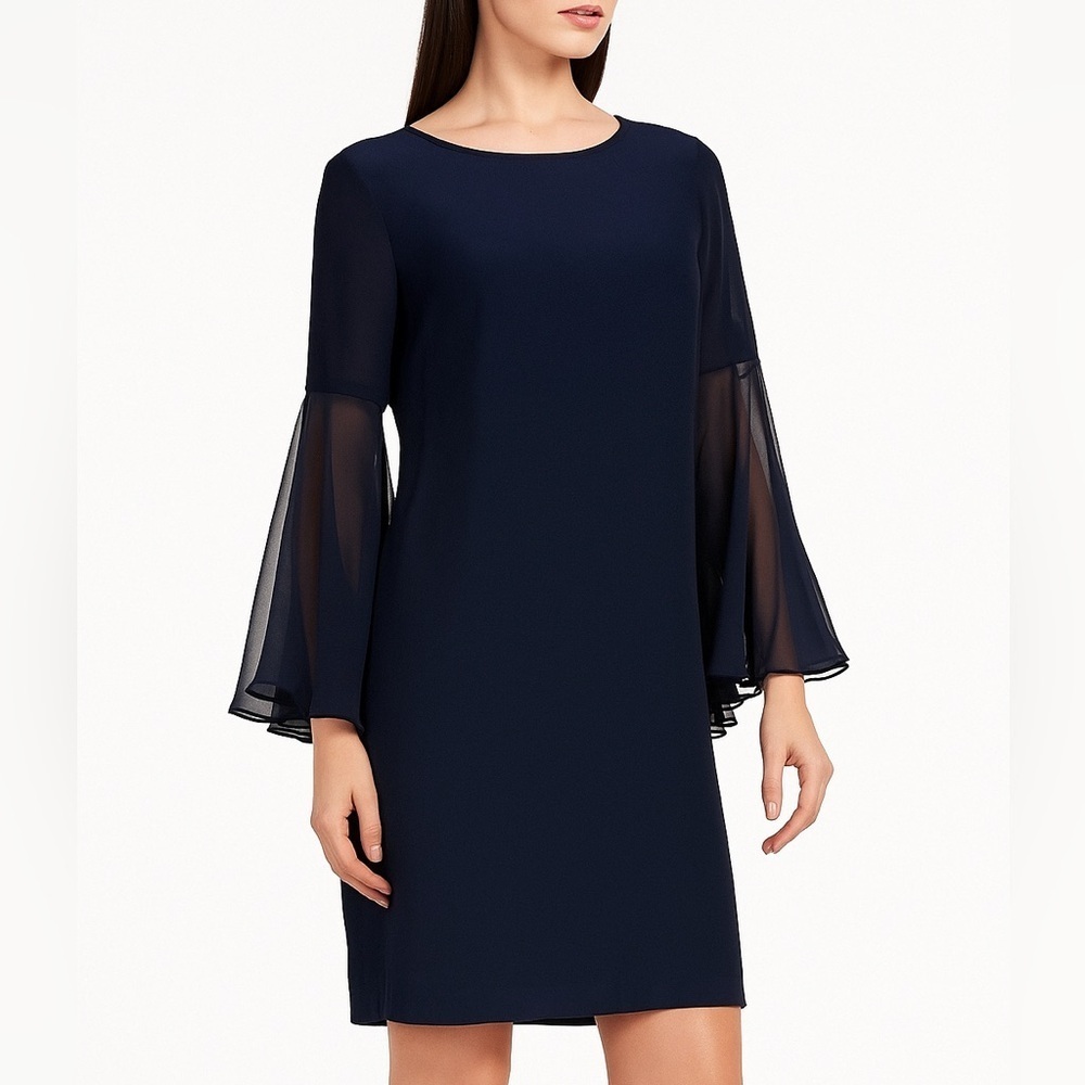 Amanda Uprichard Silk Bell Sleeved Shift Dress